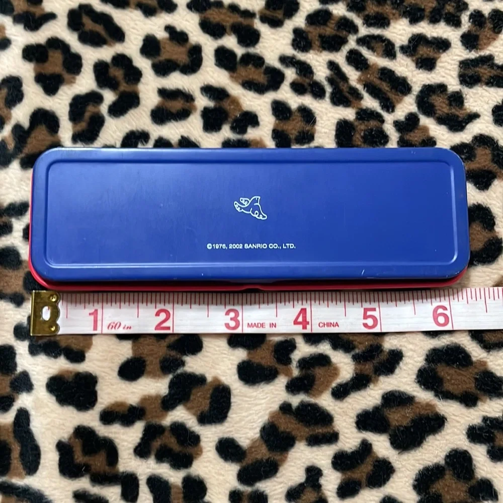 2002 Sanrio HELLO KITTY Blue Angel French Cafe Pencil Pen Case Y2K 2000s Vintage